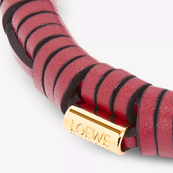 NEW AUTH LOEWE PAULA'S IBIZA INTERLOCK WOVEN LEATHER & GOLD ACCENT BANGLE - Picture 5 of 8